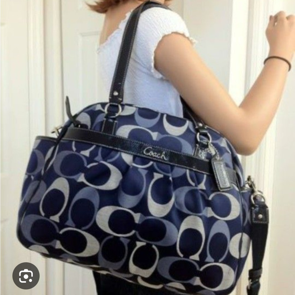 COACH ADDISON SIGNATURE BLACK NYLON TRAVEL DIAPER BAG F18376